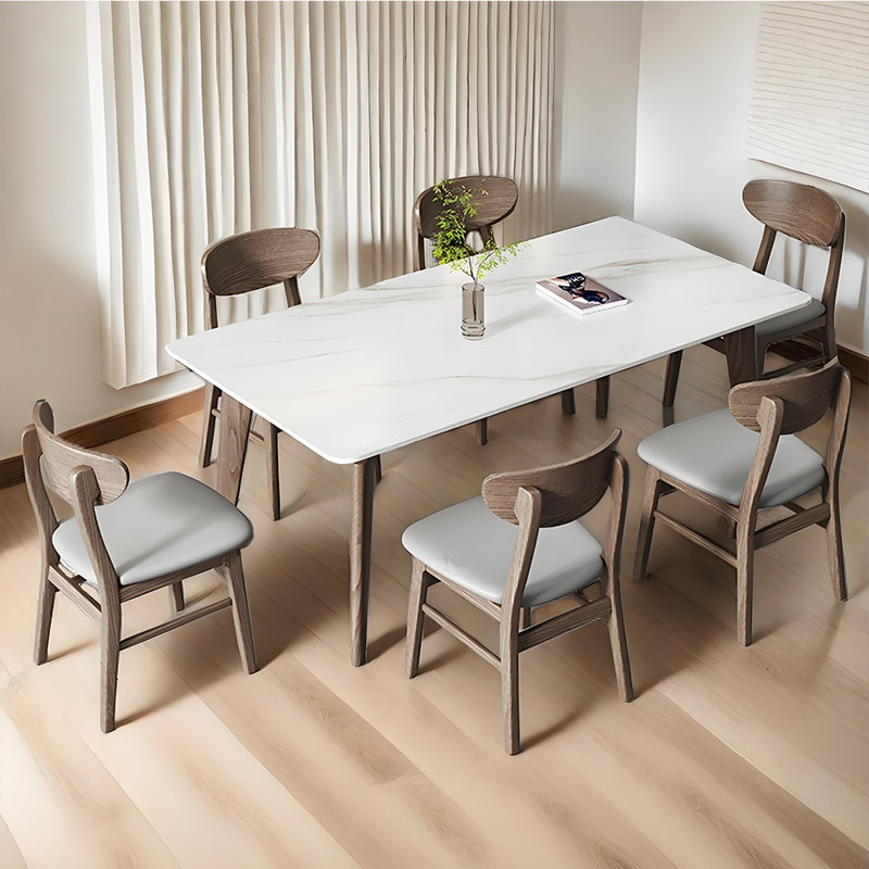 Élégante table en bois de frêne blanc avec chaise, H 29,52 po x L 62,99 po x l 35,43 po