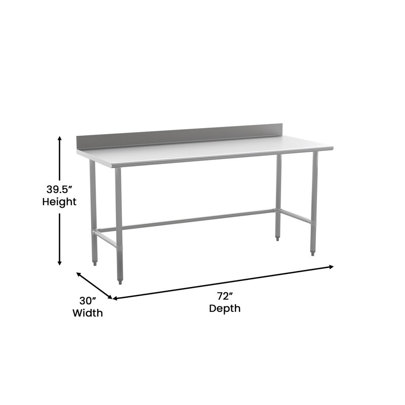 Commercial Grade Stainless Steel Kitchen Prep and Work Table with Backsplash