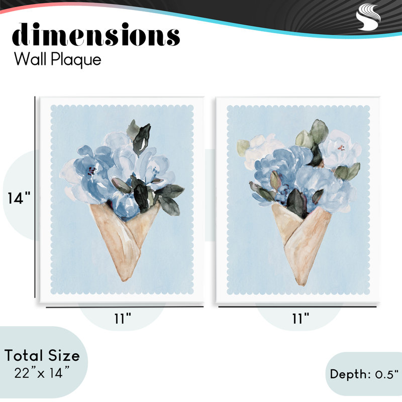 Ensemble de 2 plaques murales Blue Flower Gift Bouquets, design par Lanie Loreth