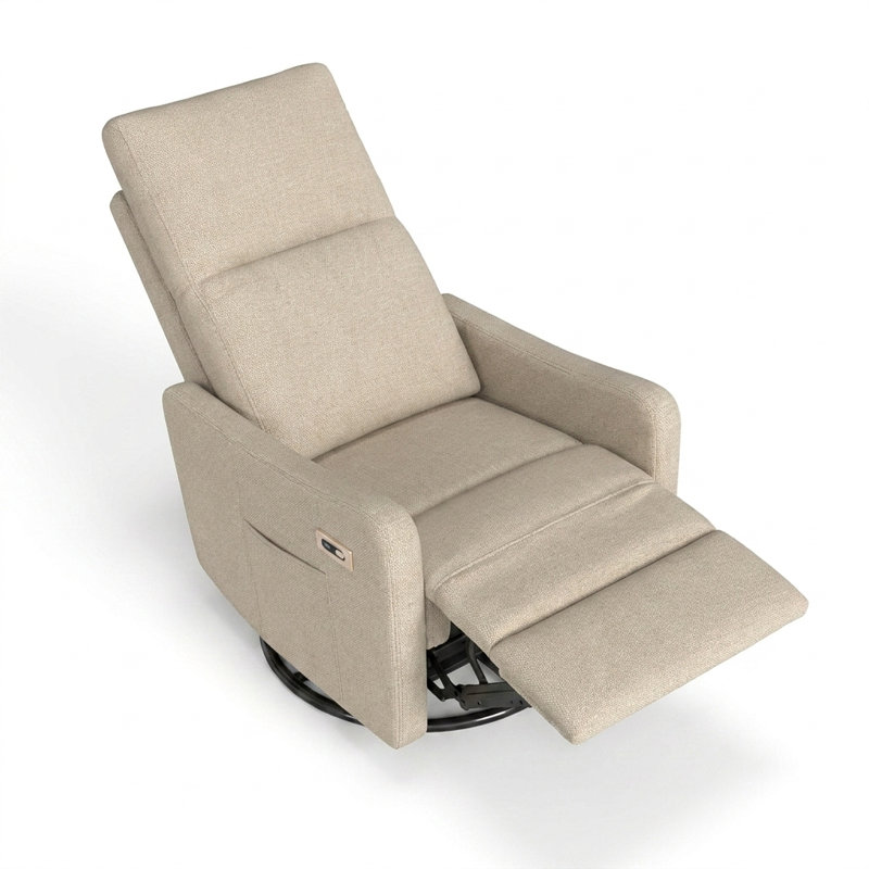 Fauteuil inclinable électrique berçant avec charge USB, pivotant à 270 °, pour les petits espaces, Brun