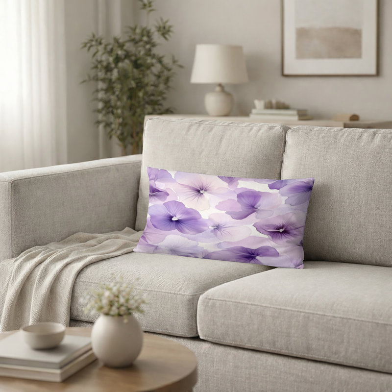 Coussin décoratif floral - Coussin Boho, H 12 po x l 20 po