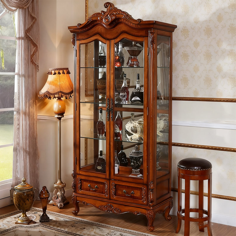 Vitrines en bois massif marron et verre