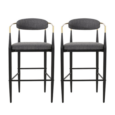 Upholstered Counter Height Stools Of 2, With Iron Legs For Island Kitchen, 265lbs Weight Capacity 2 , Fabric Industrial 260lbs Included Tools