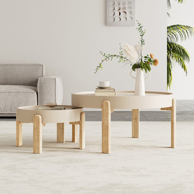 Modern simple log cream style coffee table