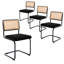 Chaise d'appoint rembourrée avec dossier en rotin et structure en acier Marlow Cantilever H 18,8 po-1028167473-1028167475