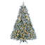 Arbre de Noël artificiel enneigé 4 pi, aspect enneigé, aiguilles de pin et eucalyptus, 150 lumières DEL blanc chaud, base en métal, décor des Fêtes | Idée de cadeau