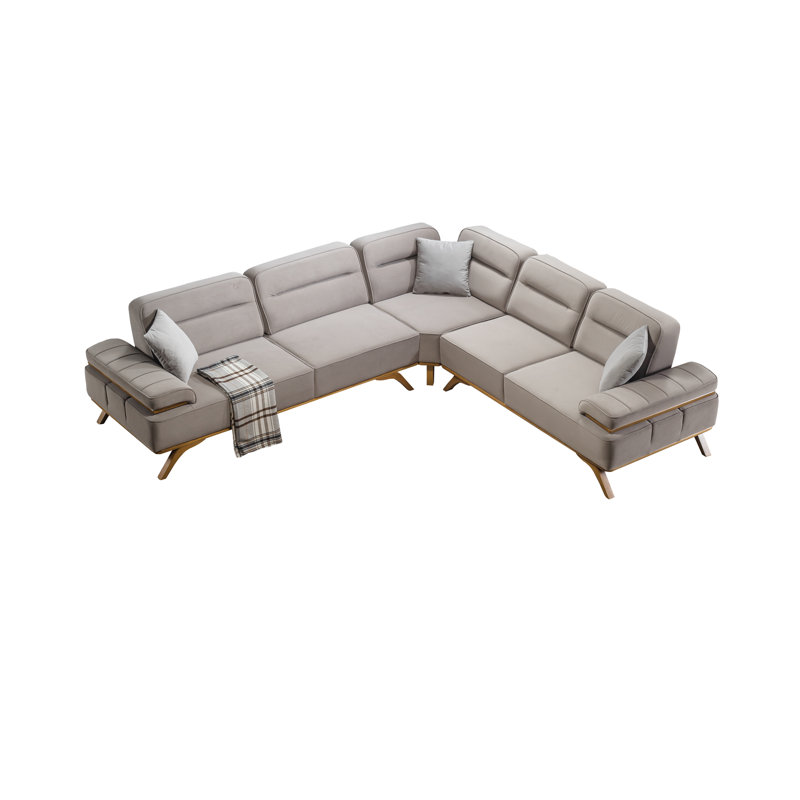 Velvet L-Shaped Sectional Right Hand Facing