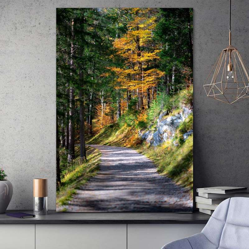 Autumn Fall " Green Forest Path Nature Forest Trees Pictures ", Wrapped Canvas, 18" H x 12" W