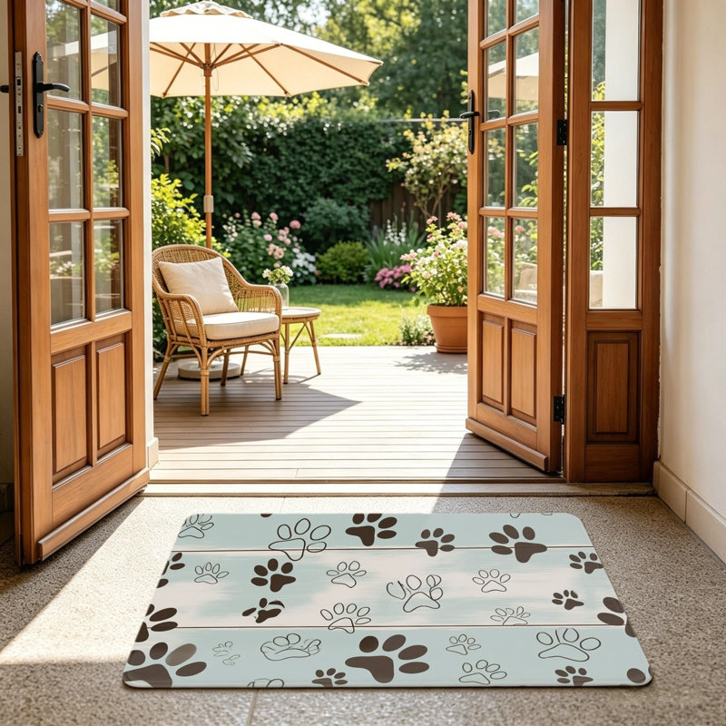 Tapis de sol bleu clair 24 x 36 po Paw Print