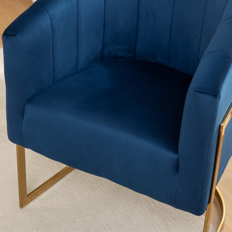 Chaises de salle à manger rembourrées en velours 19 po Sistrunk, Bleu, 6