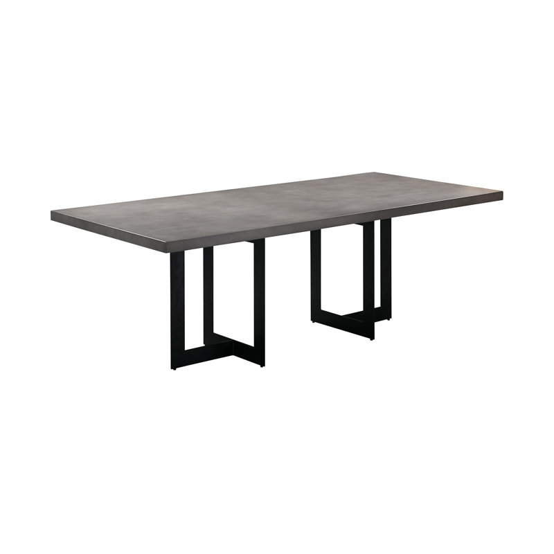 Table de salle à manger rectangulaire en béton et métal noir Oleson