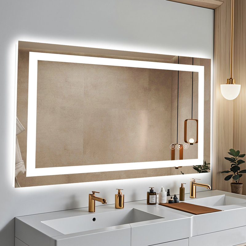 Miroir de salle de bain 40 po x 24 po à DEL sans cadre, miroir intelligent