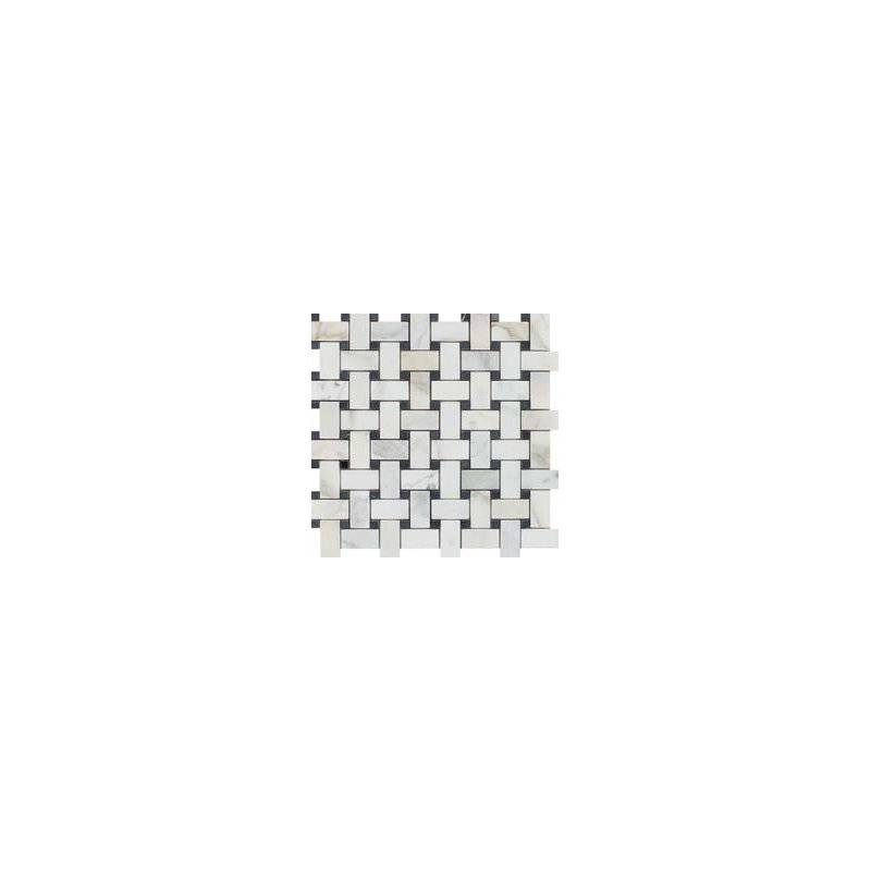 Calacatta 1" x 2" Marble Basketweave Mosaic Floor Tile