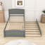 Lit plateforme simple en bois avec lit gigogne et tête de lit-1259657290