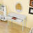 Vanity Desk with Carved Oval Mirror, Drawers and Velvet Jewelry Tray-1783172875