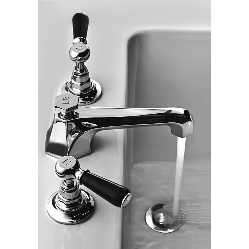 Classic Black Lever Widespread Bathroom Faucet with Pop-Up Waste, Polished Chrome