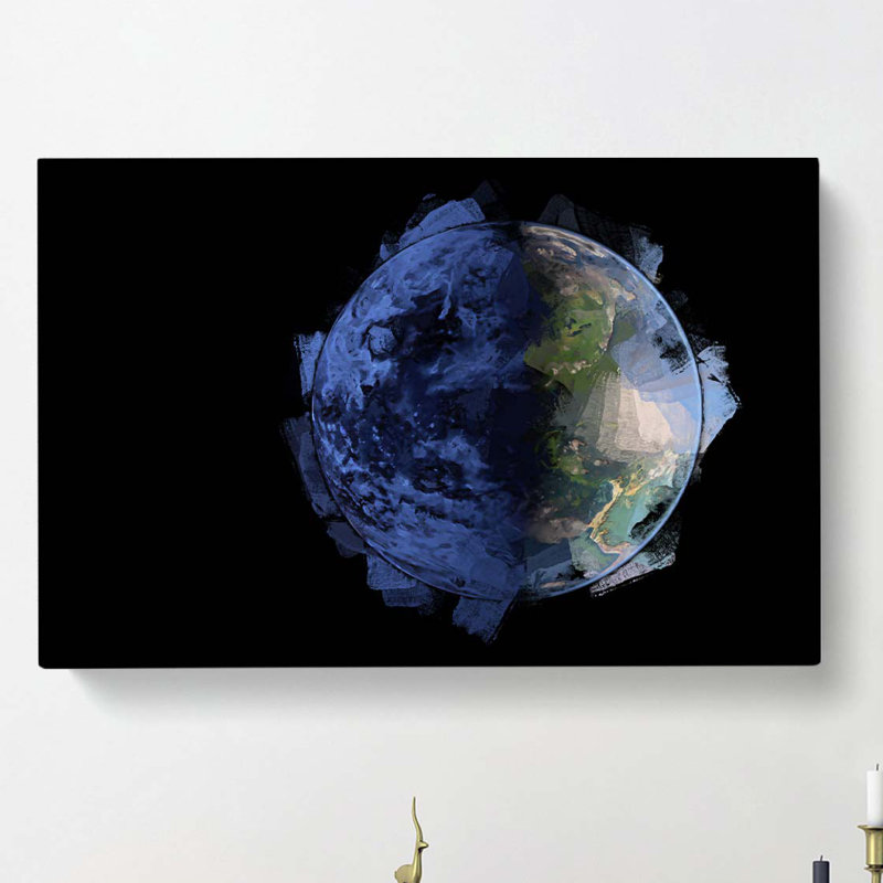 Blue Planet Earth In Abstract - Wrapped Canvas, 35cm H x 50cm W x 3cm D