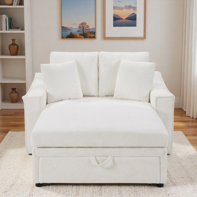 Modern Chaise Sofa With Pillows And Hidden Storage Space