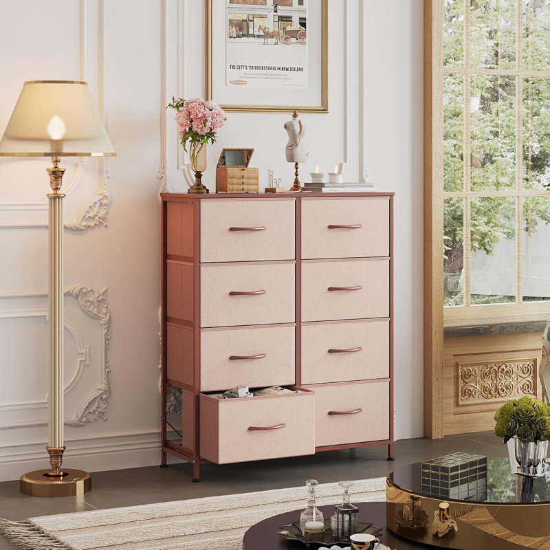 Tall 8-Drawer Dresser for Bedroom, Storage Tower with Fabric Bins, Double Dressers, Chest of Drawers for Closet, Living Room, Hallway, Dorm