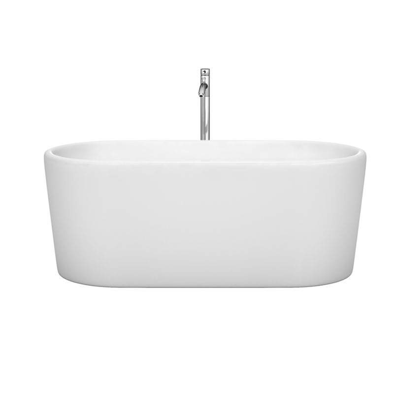 Ursula 59'' x 28'' Soaking Acrylic Bathtub with Faucet, Polished Chrome