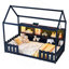 Lit simple avec lumière DEL, lit maison en bois avec bibliothèque de rangement, lit maison au sol-1748932240