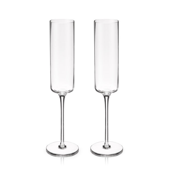 Viski Laurel Champagne Flutes, Crystal Stemmed Wine Glasses Tumblers  Glassware for Wine or Cocktails, Top Rack Dishwasher Safe, 6.75 Oz, Set of 2