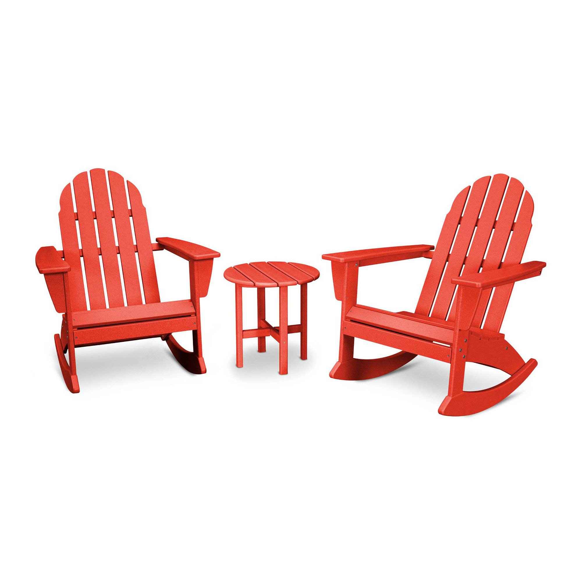 POLYWOOD Vineyard 3-Piece Adirondack Rocking Chair Set, Sunset Red