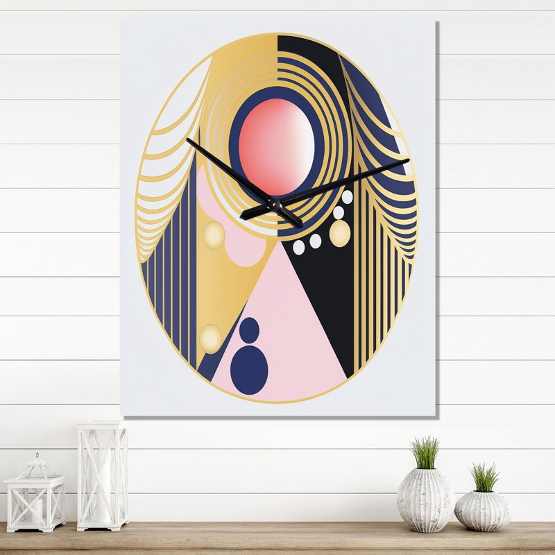 Éveil de lune rose Art Nouveau II - Horloges murales abstraites modernes, Petit