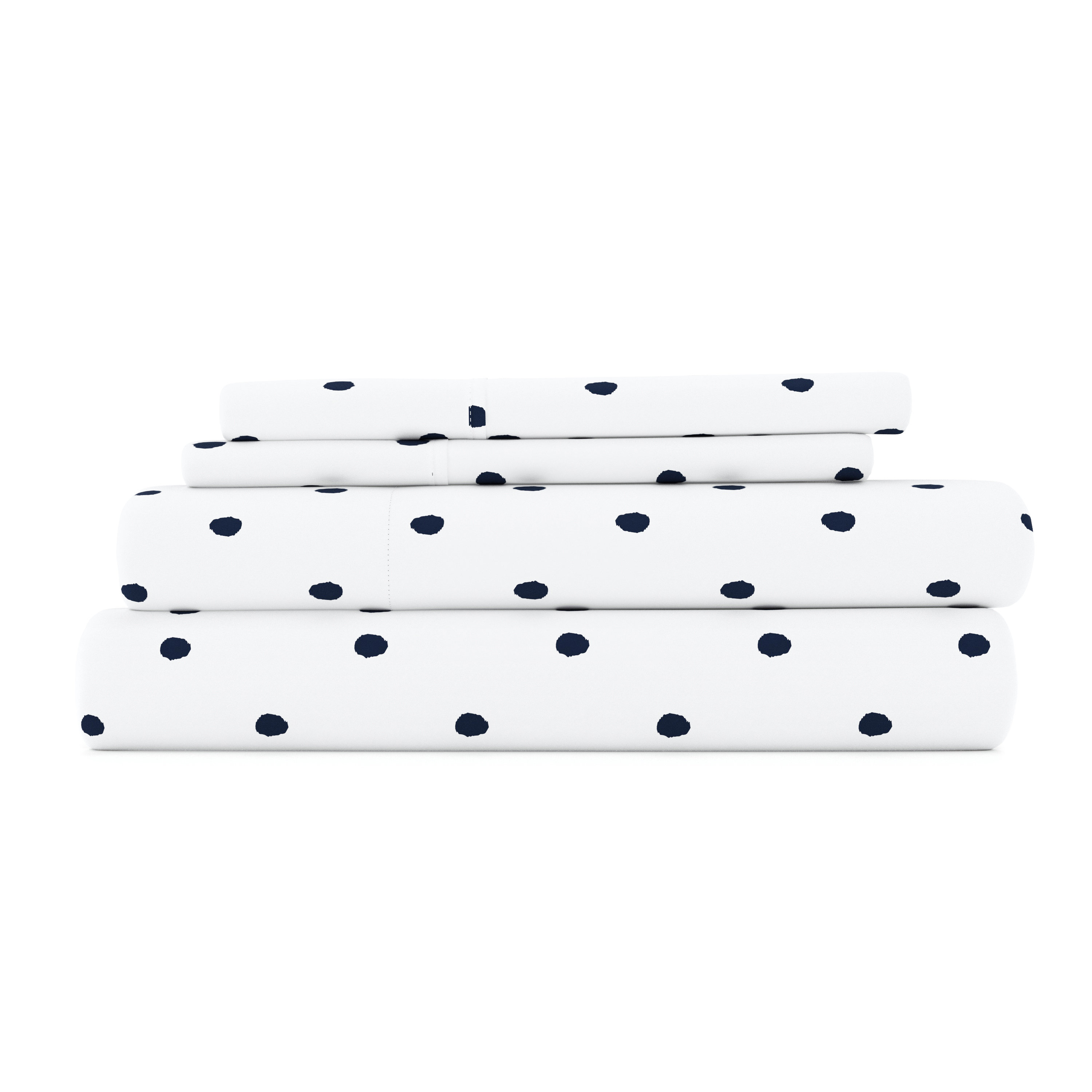IEnjoy Home Polka Dots Navy & White Pattern Sheet Set & Reviews | Wayfair