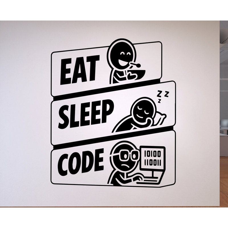 «Eat, Sleep, Code», décorations murales en vinyle, technologie, décoration de bureau 1125DRS, 22x26 inches, Burgundy
