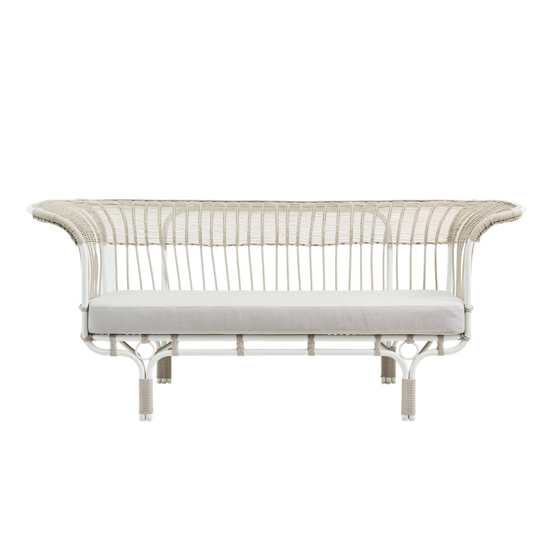 Canapé d'extérieur Franco Albini Belladonna, Blanc, Toile de voile goéland à motif géométrique Sun