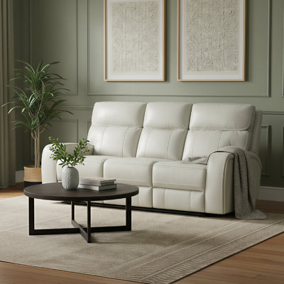 85.4'' Genuine Leather Zero Gravity Power Recliner Sofa with USB Port
