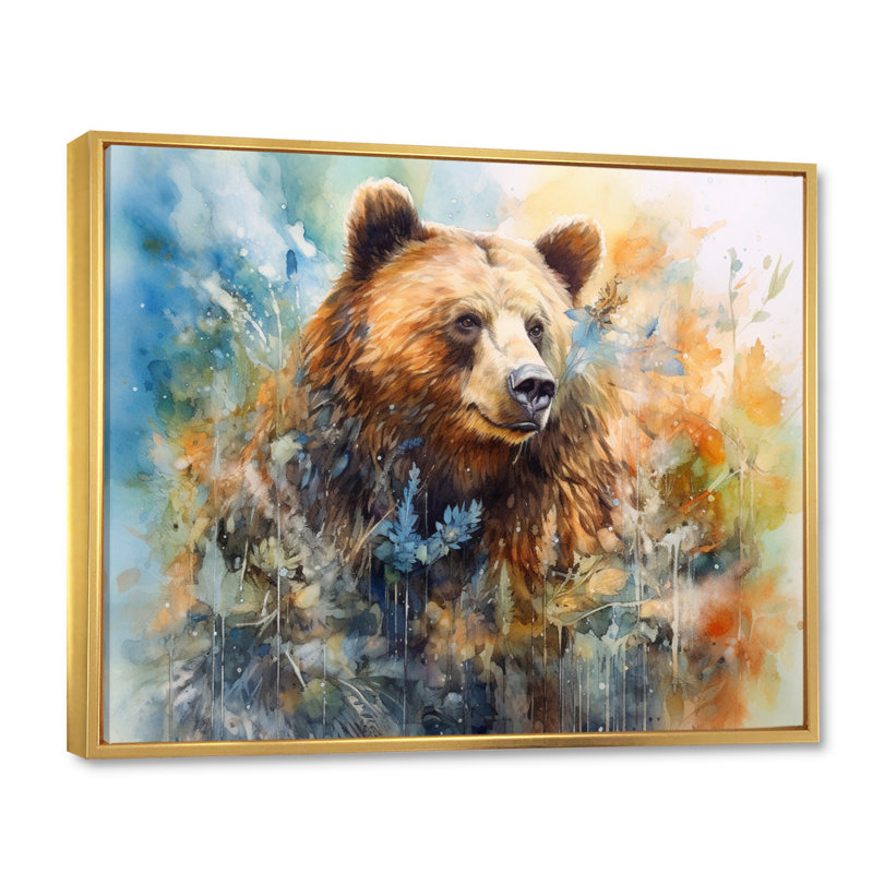 Majestic Grizzly II sur toile, H 34 po x l 44 po x P 1,5 po, Cadre flottant doré