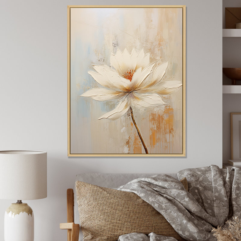 «Beige Simplicity In Petals» sur impression sur toile, Cadre naturel flottant, H 20 po x l 12 po x P 1 po
