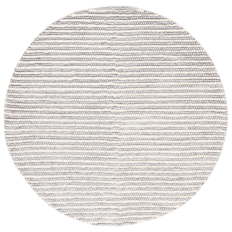 Cleodora Striped Handmade Area Rug in Ivory/Gray