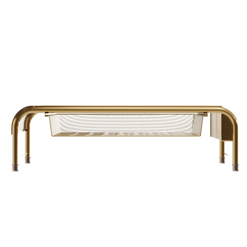 Gold Mesh Metal Desktop Monitor Stand Riser with Drawer