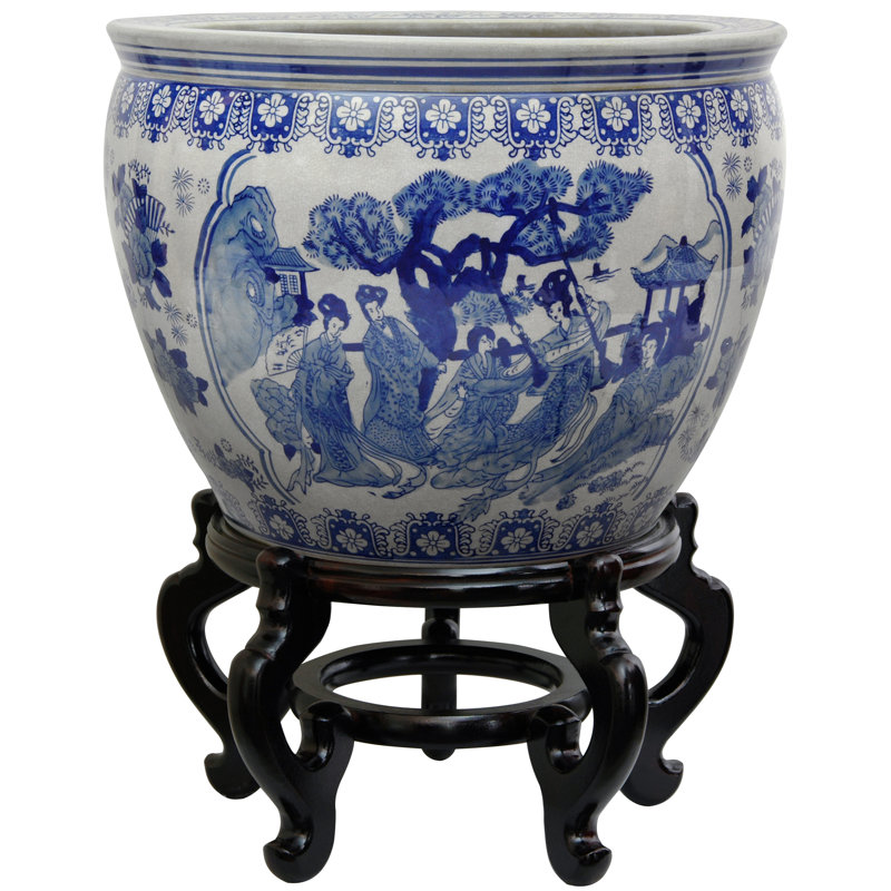 Pot à fleurs en porcelaine Prunty, H 10,75 po x l 14 po x P 14 po