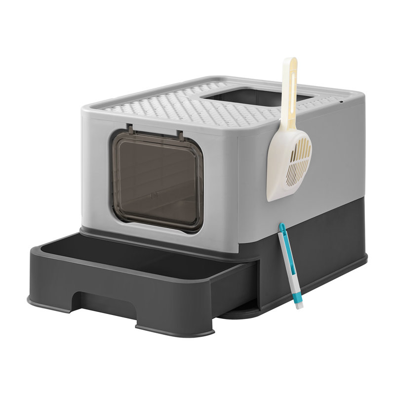 Polypropylene Litter Box with Scoop, Black