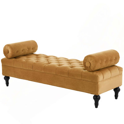 Modern Velvet Bedroom Bench With 2 Detachable Pillow For Bedroom, Living Room, Entryway