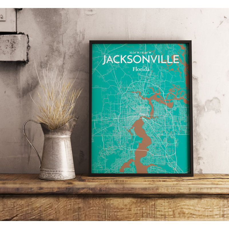 Jacksonville City Map - No Frame Print, 50.8cm H x 40.6cm W x 0.13cm D
