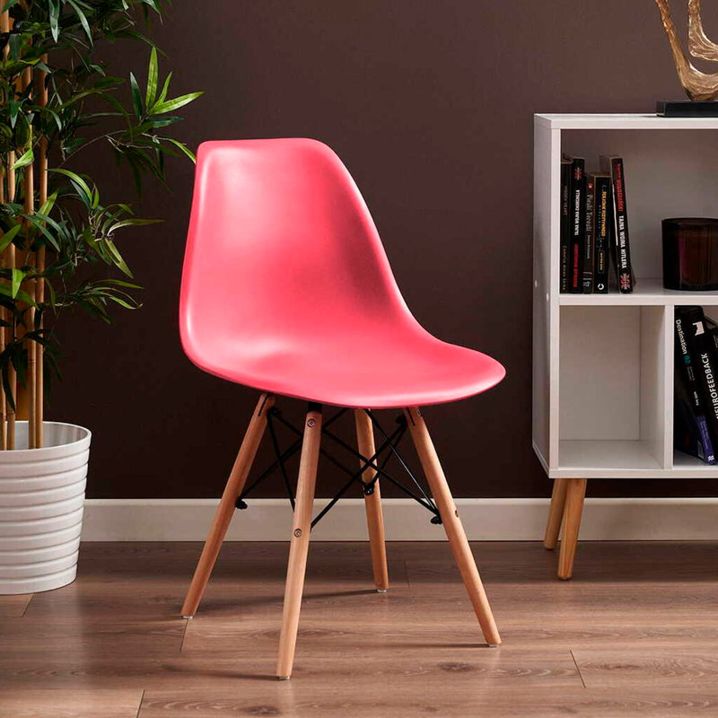 Chaise d'appoint en plastique Wrenshall, Rose foncé / naturel
