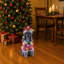 Charmante statue de caniche de Noël en tenue de père Noël rose, parfaite pour la décoration et la présentation des fêtes-681316107