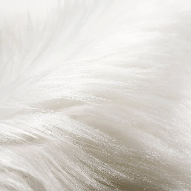 Mozza Natural White Faux Sheepskin Fur Fluffy Shag Area Rug, Rectangle 9' x 12'