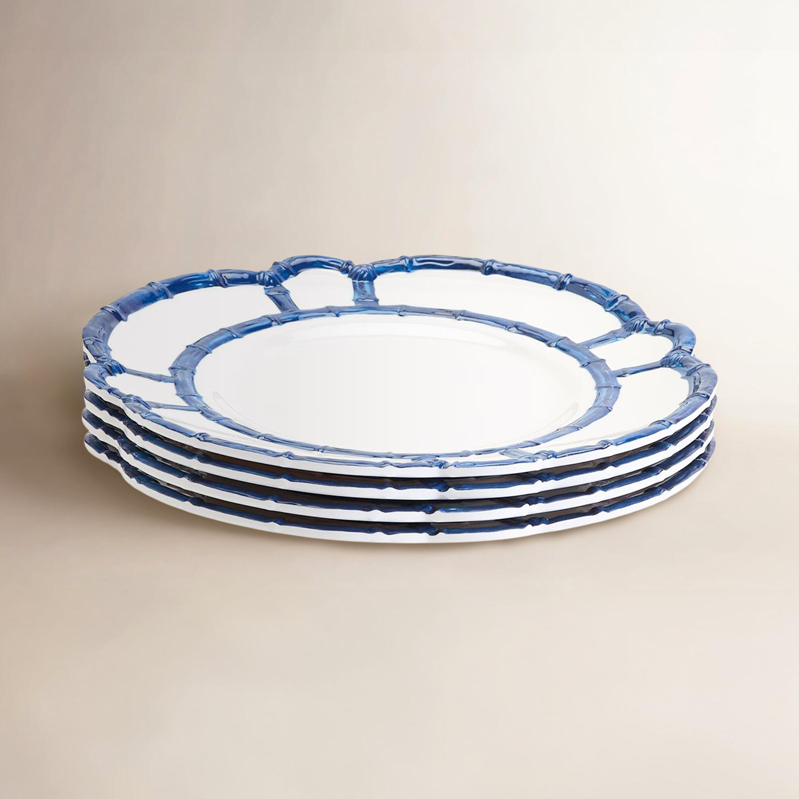 11" Dinner Plate, White/Blue