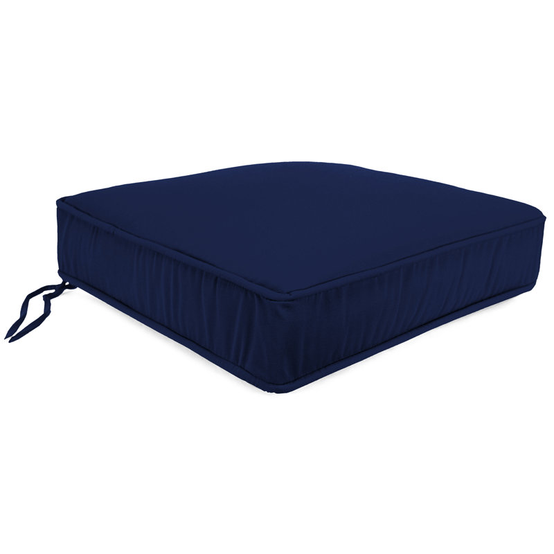 22.5" x 22.5" Outdoor Deep Seat Cushion with Ties and Welt, Canvas Navy