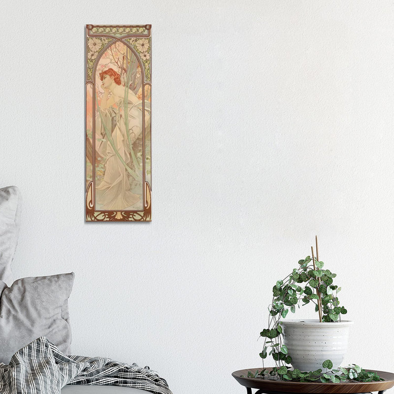 The Times Of The Day: Evening Contemplation, 1899 by Alphonse Mucha - Wrapped Canvas Painting