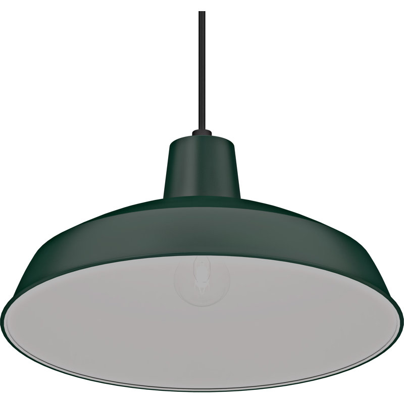  1-Light Indoor Dark Green Inverted Bowl Barn Farmhouse Hanging Pendant, Dark Green