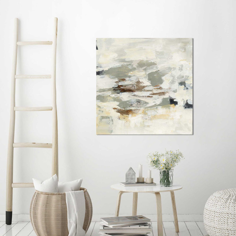«Steps on Stones II», reproduction de peinture acrylique sur toile, H 21,5 po x l 21,5 po x P 2 po, Cadre flottant espresso