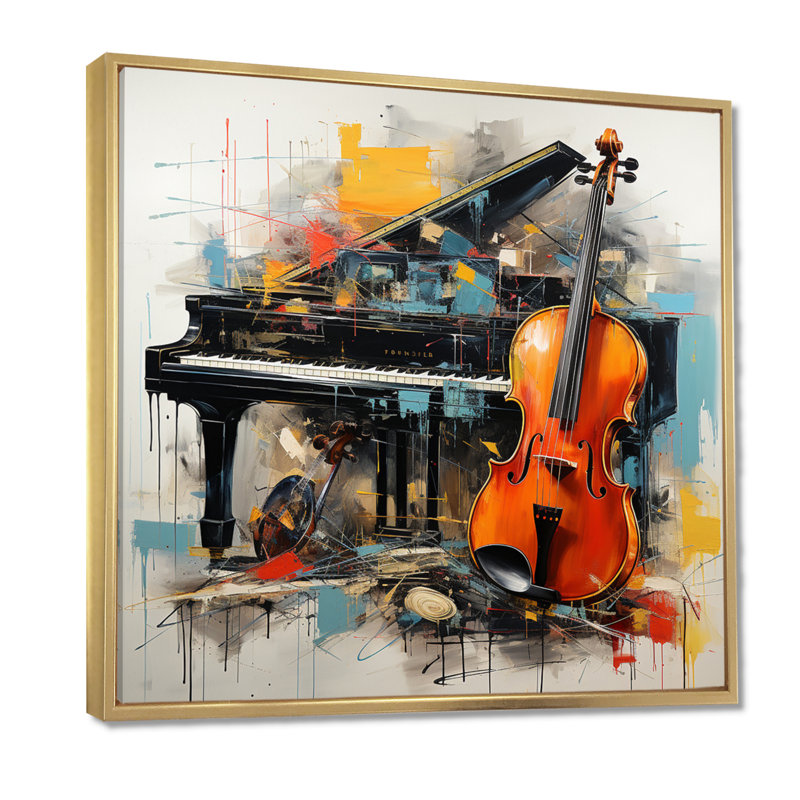 Musique dynamique ballade audacieuse - musique, art mural, H 44 po x l 44 po, Cadre flottant doré