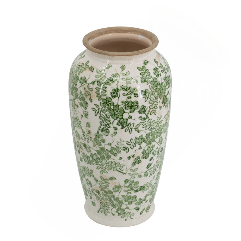 Vase en céramique magistralement fabriqué avec des motifs floraux délicats pour la décoration de la pièce maîtresse de la maison
